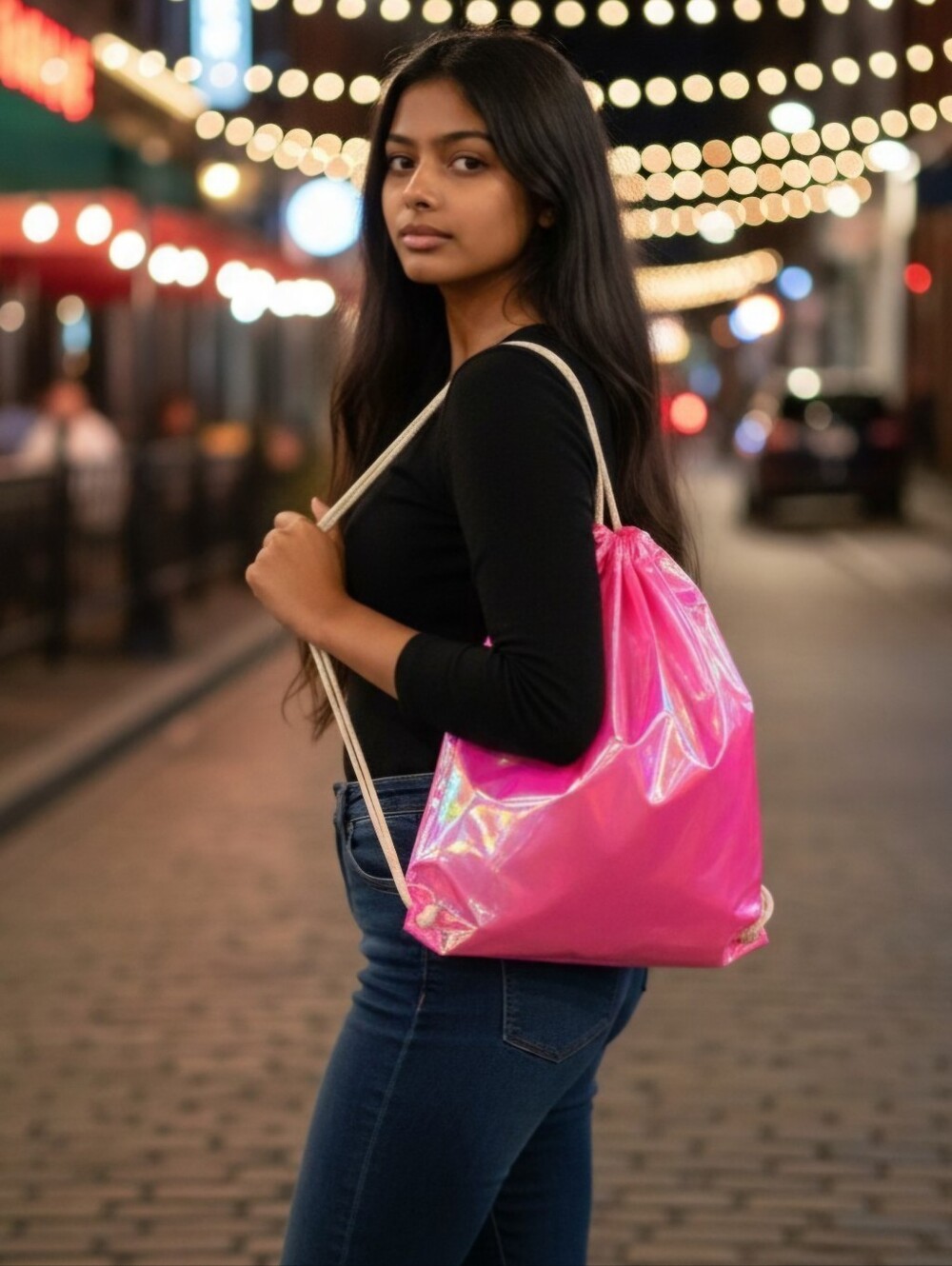 Iridescent Drawstring Tote Bag/Backpacks (5COLORS)🎉NWT